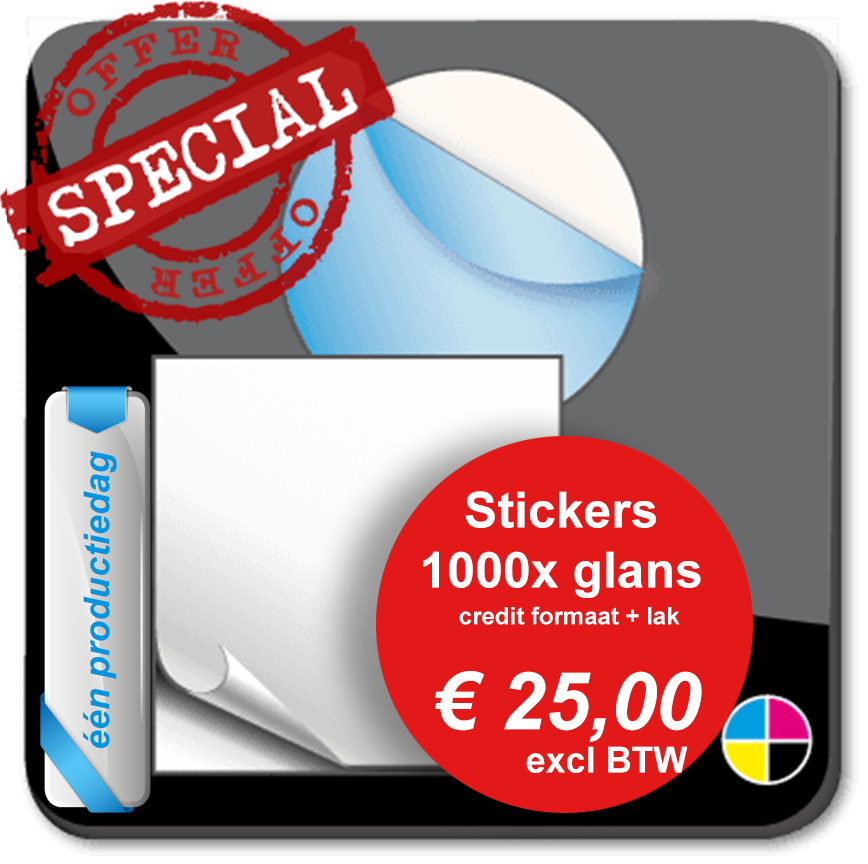 Toon details van 5.0 Stickers offset op zelfklevend papier aanbieding